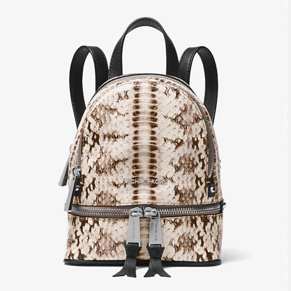 Michael Kors Rhea Mini Snake-Embossed Leather Backpack